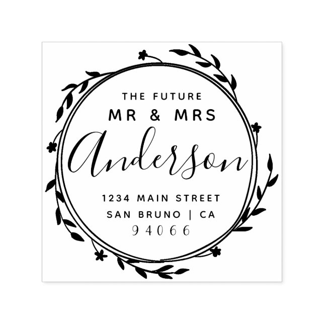 Elegant Rustic Future Mr. & Mrs. Rücksendeadresse Permastempel (Design)