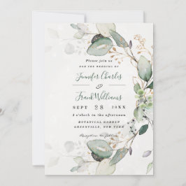 Elegant Rustic Gold Greenery Eucalyptus Wedding Einladung