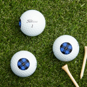 Elegant Rustic Masculine Black Red Buffalo Initial Golfball