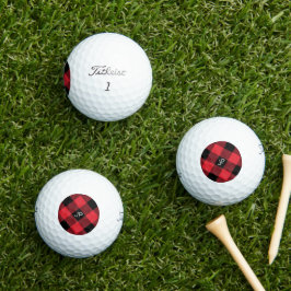 Elegant Rustic Masculine Black Red Buffalo Initial Golfball