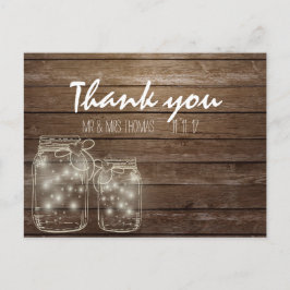 Elegant Rustic Mason Jar Lights Danke Postcard Postkarte