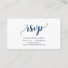 Elegant Rustic Navy Blue, Wedding RSVP reagieren Begleitkarte