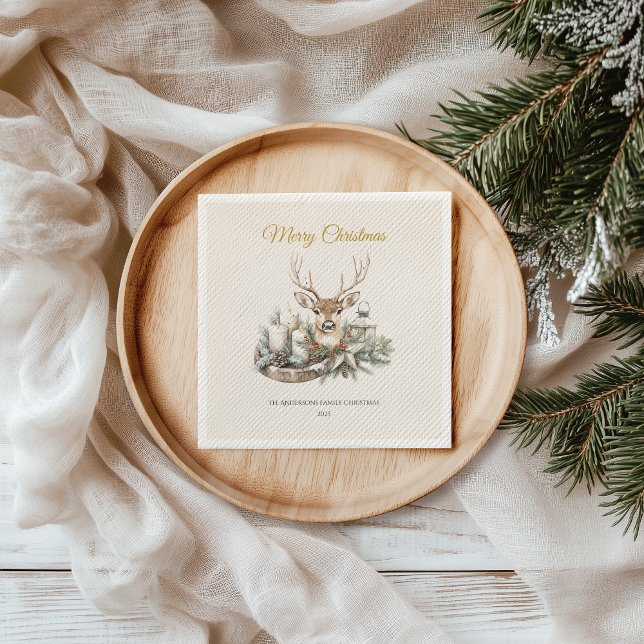 Elegant Rustic Noël Christmas Napkins - Moderne Serviette (Von Creator hochgeladen)