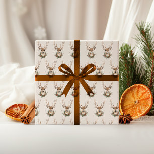 Elegant Rustic Noël Reindeer Wrapping Paper Geschenkpapier