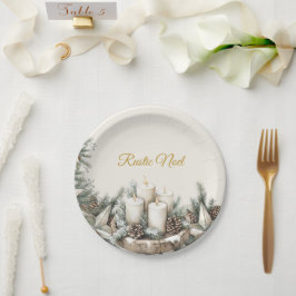 Elegant Rustic Noël Weihnachtspapierplatte Pappteller