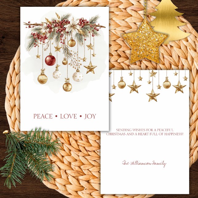 Elegant Rustic Pine Branch with Ornaments Einladung (Von Creator hochgeladen)