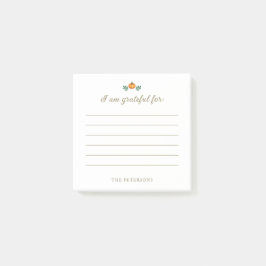 Elegant Rustic Pumpkin Thanksgiving Gratitude Post-it Klebezettel