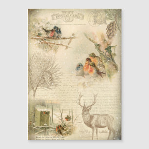 Elegant Rustic Vintage Weihnachtswald Collage Magnetkarte