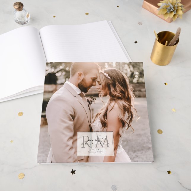 Elegant Rustic Wedding Photo Gästebuch (Vorderseite offen)