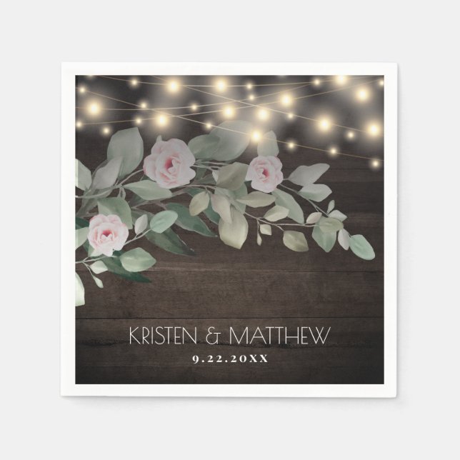 Elegant Rustic Wood Lights Boho Greenerity Wedding Serviette (Vorderseite)