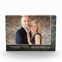 Elegant Rustic Wood Script Danke Gastgeschenk Hoch