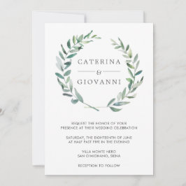 Elegant Rustic Wreath Greenerity Wedding Einladung