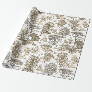 Elegant Rustikal Beige Country Toile Geschenkpapier