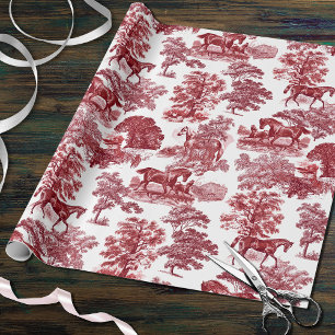 Elegant Rustikal Rote Pferde Land Toile Geschenkpapier
