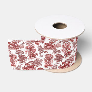 Elegant Rustikal Rote Pferde Land Toile Satinband
