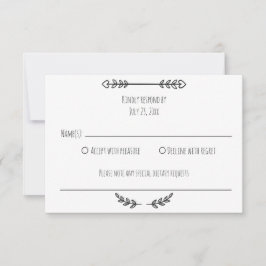 Elegant rustikal schlicht Schwarz & Weiß Minimalis RSVP Karte