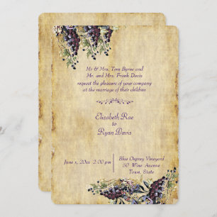 Elegant, rustikal, Weinbergshochzeit Einladung