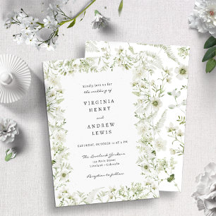 Elegant Rustikale Boho Grünpflanzen Hochzeit Einladung