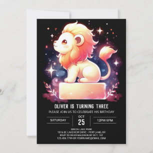 Elegant Safari Lion Birthday Einladung