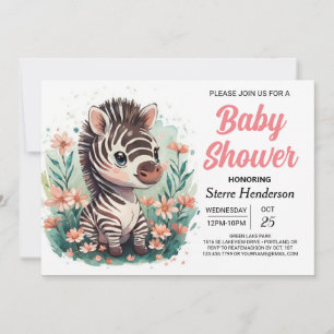 Elegant Safari Pink Zebra Baby Shower Einladung