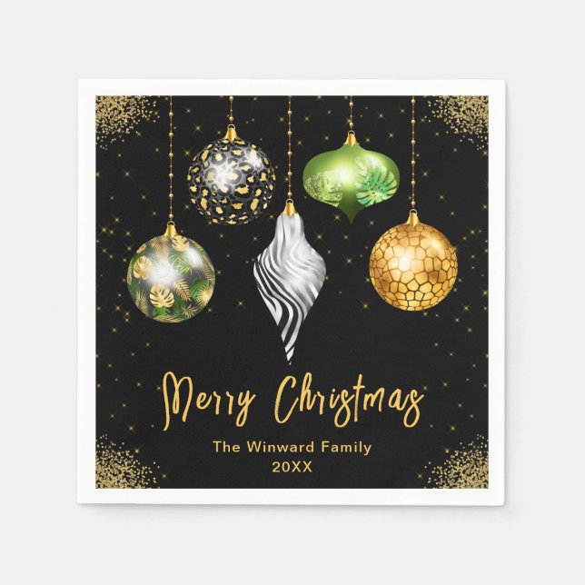 Elegant Safari Theme Ornament Christmas Serviette (Vorderseite)