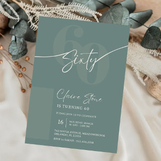 Elegant Sage Gray 60th Birthday Invitation Einladung