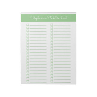 Elegant Sage Green 8.5x11 Two Column Checklist Notizblock