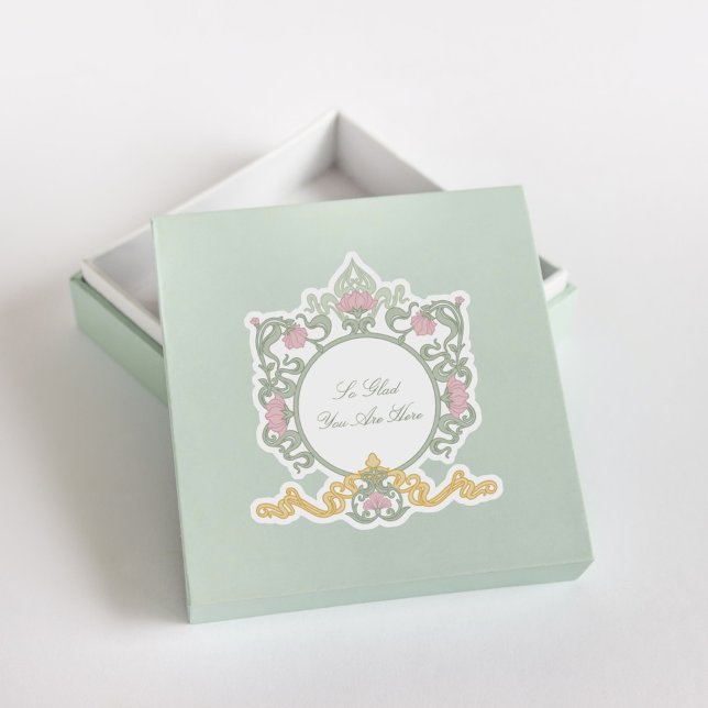 Elegant Sage Green and Gold Art Nouveau Aufkleber (Von Creator hochgeladen)