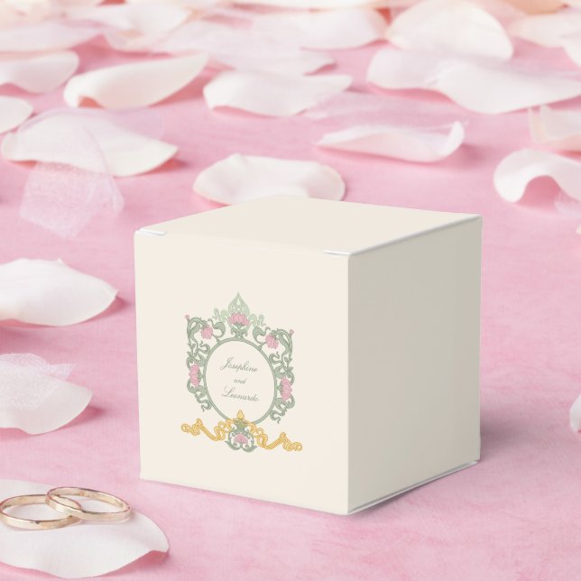 Elegant Sage Green and Gold Art Nouveau Geschenkschachtel (Hochzeit)