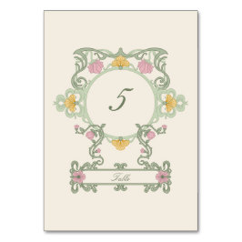 Elegant Sage Green and Gold Art Nouveau Tischnummer