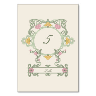 Elegant Sage Green and Gold Art Nouveau Tischnummer