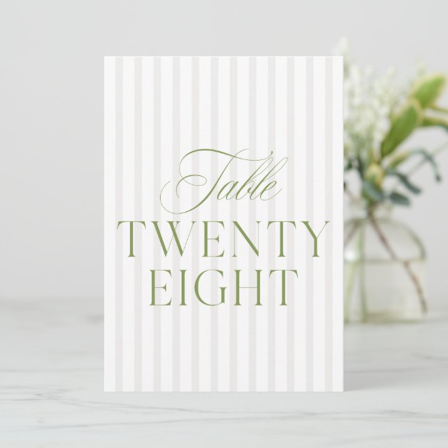Elegant Sage Green & Beige Wedding 28 Tischnummern (Stehend Vorderseite)