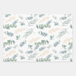 Elegant Sage Green Botanical Greenery Gold Berries Geschenkpapier Set