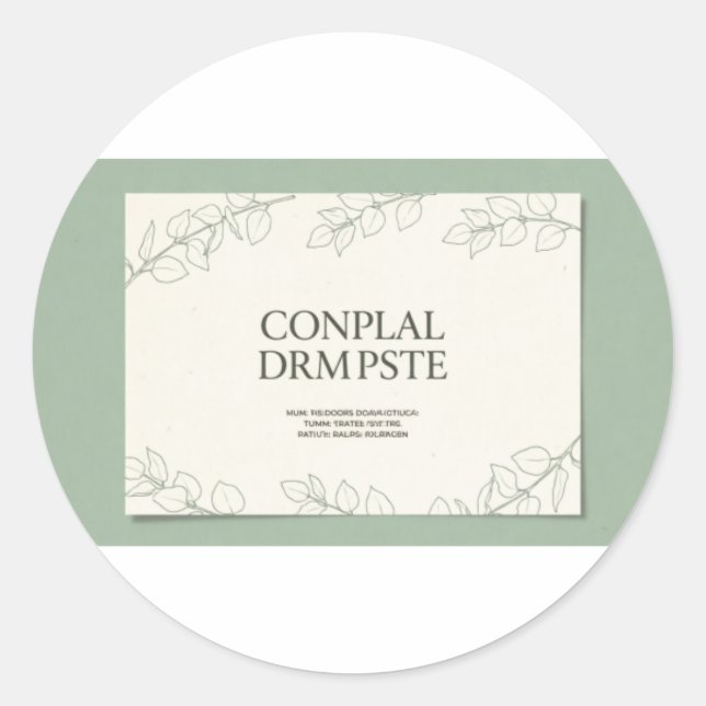 Elegant Sage Green Botanical Wedding Invitation -  Runder Aufkleber (Vorderseite)