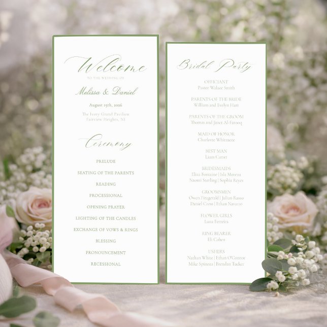 Elegant Sage Green Botanical Wedding  Programm (Von Creator hochgeladen)