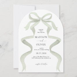 Elegant Sage Green Bow Monogram Arch Wedding Einladung