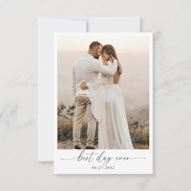  Elegant Sage Green Bow Monogram Photo Wedding Dankeskarte (Vorderseite)