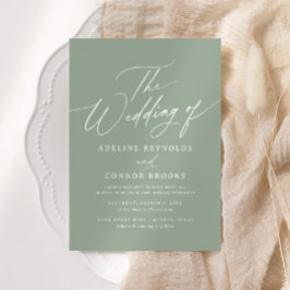 Elegant Sage Green Calligraphy Wedding Einladung