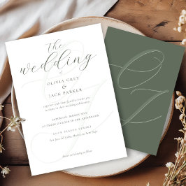 Elegant Sage Green Calligraphy Wedding Einladung