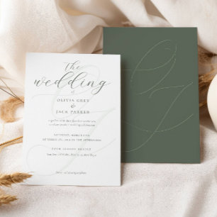 Elegant Sage Green Calligraphy Wedding Einladung
