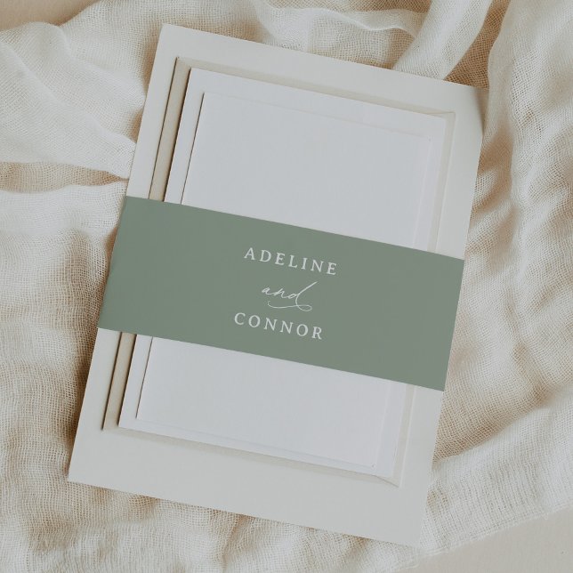 Elegant Sage Green Calligraphy Wedding Einladungsbanderole (Von Creator hochgeladen)