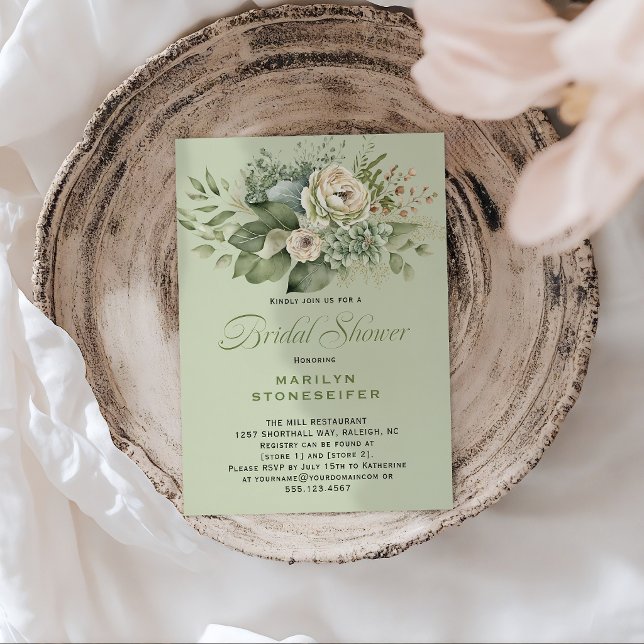 Elegant Sage Green Eucalyptus Bridal Shower | Einladung (Von Creator hochgeladen)
