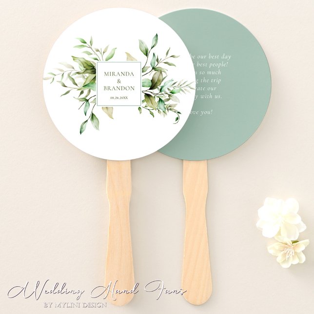Elegant Sage Green Eucalyptus Foliage Wedding Fächer (Von Creator hochgeladen)