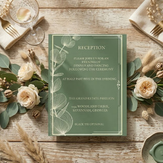 Elegant Sage Green Eucalyptus Wedding Reception Begleitkarte