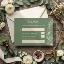 Elegant Sage Green Eucalyptus Wedding RSVP Reply C