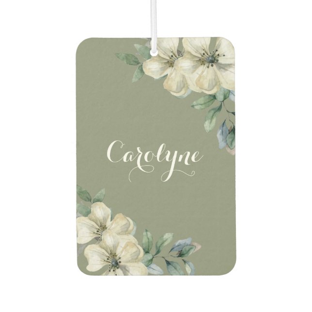 Elegant Sage Green Floral Autolufterfrischer (Vorderseite)