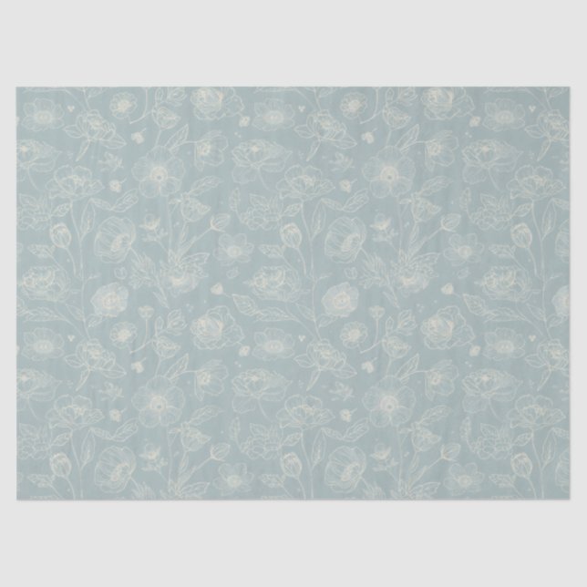 Elegant Sage Green Floral Gift Seidenpapier (Vorderseite)