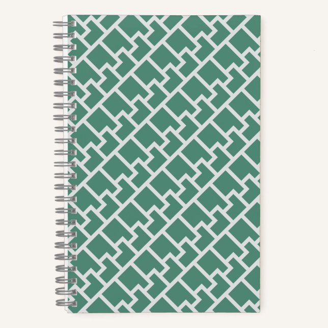 Elegant Sage Green Geometric Pattern Notizbuch (Vorderseite)