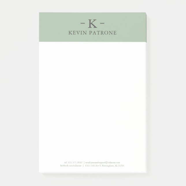 Elegant Sage Green | Grauer Text Minimalistisch Post-it Klebezettel (Vorderseite)