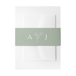 Elegant Sage Green Green Wedding Initials Einladungsbanderole